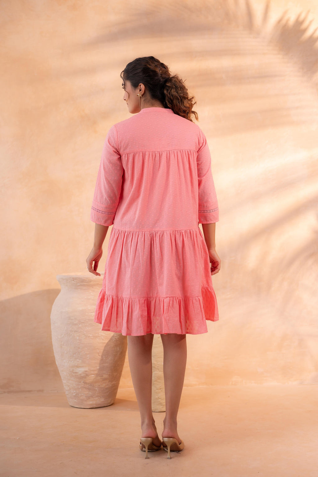 Juniper Zest Bloom Peach Tiered Summer Dress - Distacart