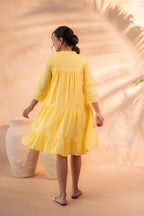 Juniper Zest Bloom Yellow Tiered Summer Dress - Distacart