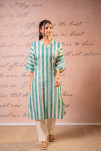 Juniper Teal Nomad Stripe Relaxed Kurta - Distacart
