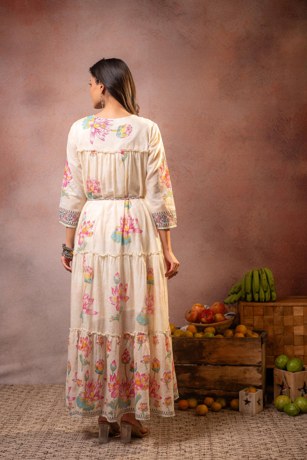 Juniper Ivory Gulbahar Tiered Boho Maxi Dress - Distacart