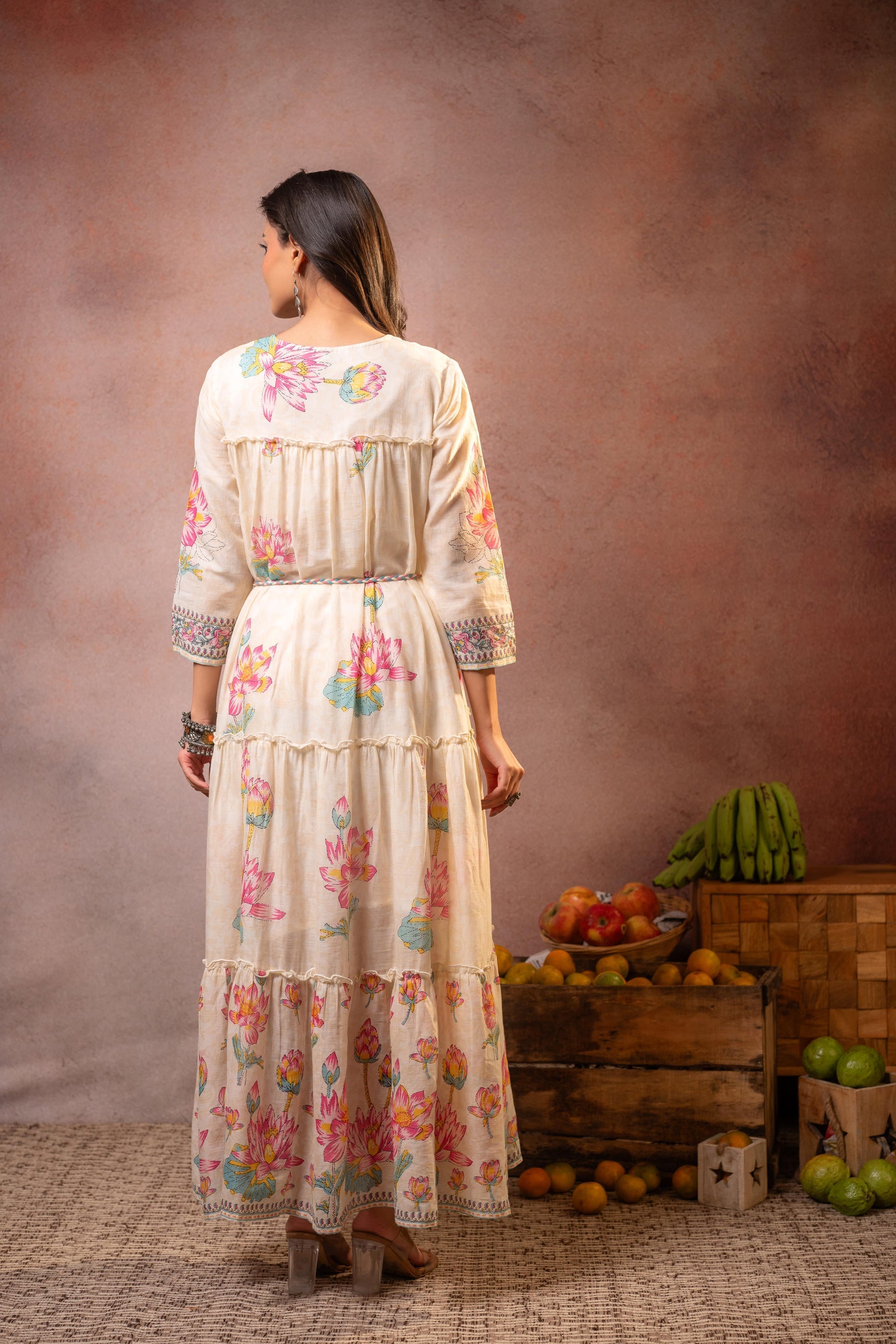 Juniper Ivory Gulbahar Tiered Boho Maxi Dress - Distacart