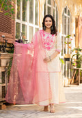 Juniper Ivory Ethnic Motif Printed Cotton Kurta Palazzo And Dupatta Set With Thread & Mirror Work - Distacart