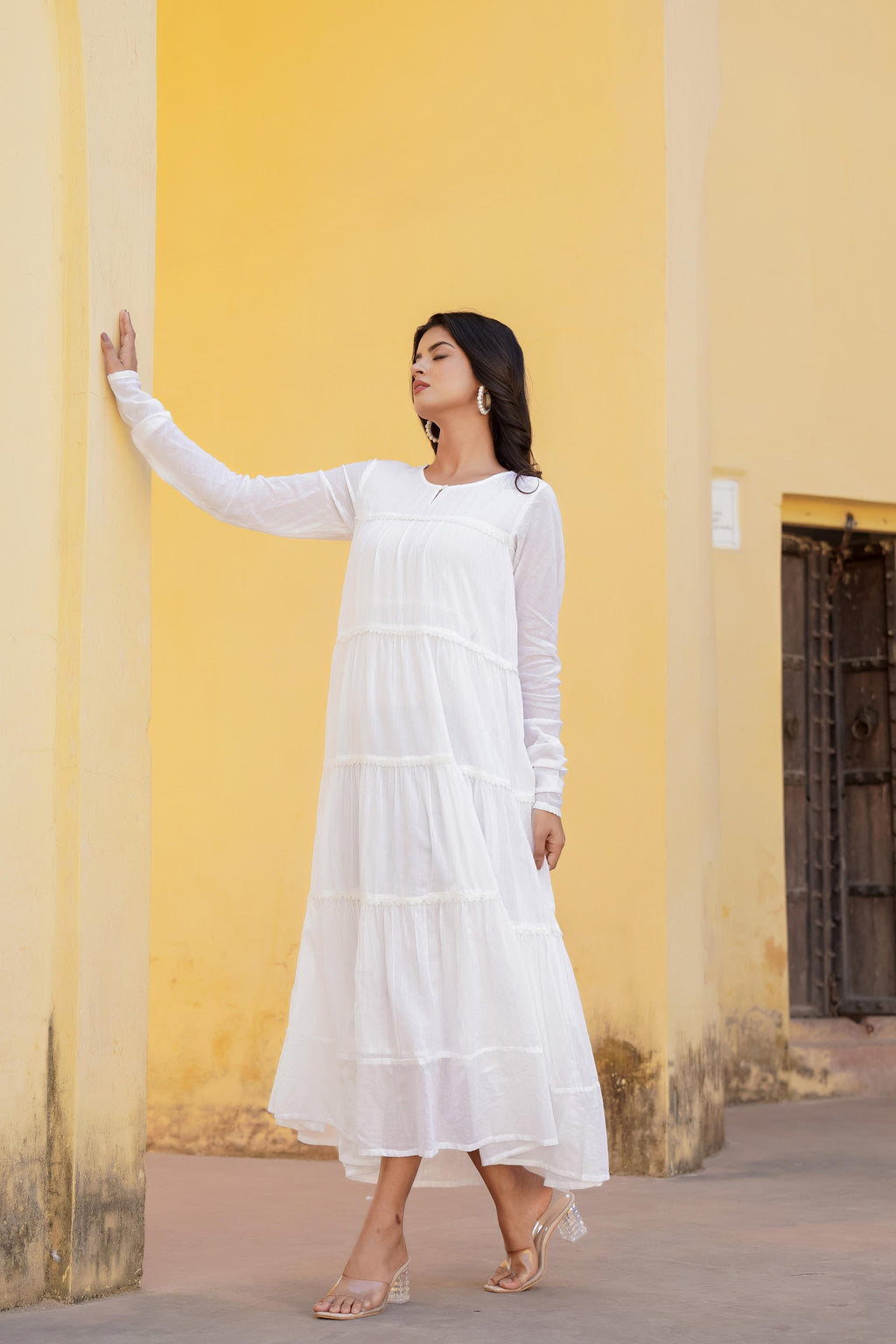 Juniper White Snowfall Breeze Tiered Maxi Dress - Distacart
