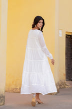 Juniper White Snowfall Breeze Tiered Maxi Dress - Distacart