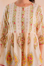 Juniper Beige Printed Flared Ethnic Tunic with Button Placket