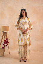 Juniper Beige Heritage Print Kurta And Pant Set - Distacart