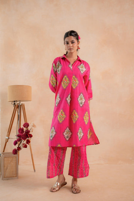 Juniper Gulnaar Heritage Print Kurta And Pant Set