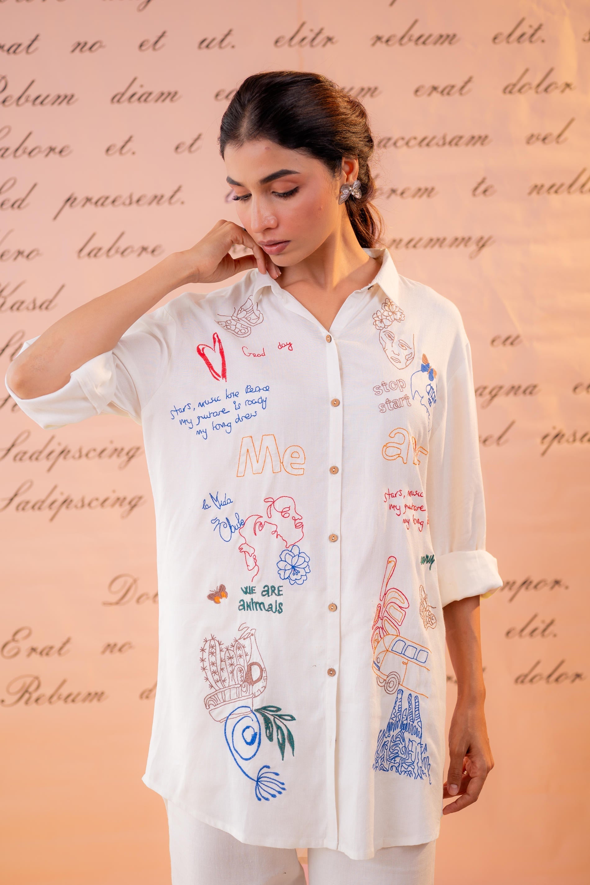 Juniper Cotton Scribble Muse Co-Ord Set - Distacart