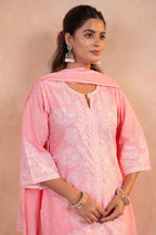 Juniper Blush Noor Printed Kurta Pant And Dupatta Set - Distacart