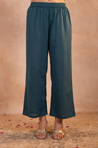 Juniper Teal Printed Kurta Pant And Dupatta Set - Distacart