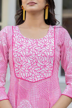 Juniper Pink Ethnic Motif Printed Viscose Kurta With Sequins - Distacart