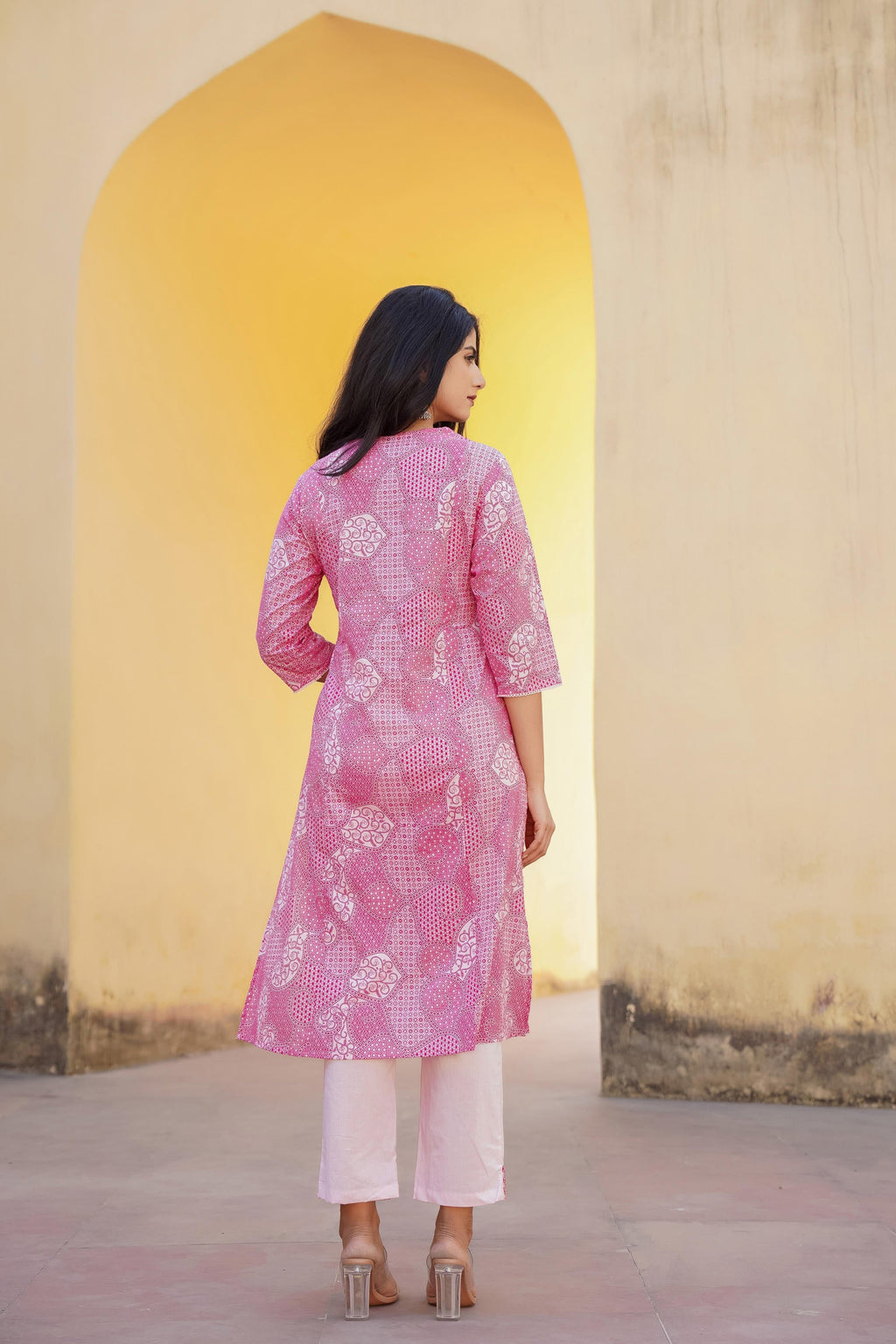 Juniper Light Pink Ethnic Motif Printed Kurta Pant And Dupatta Set With Mirror & Thread Work - Distacart