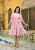 Juniper Blush Pink Bloom Fit & Flare Short Dress - Distacart