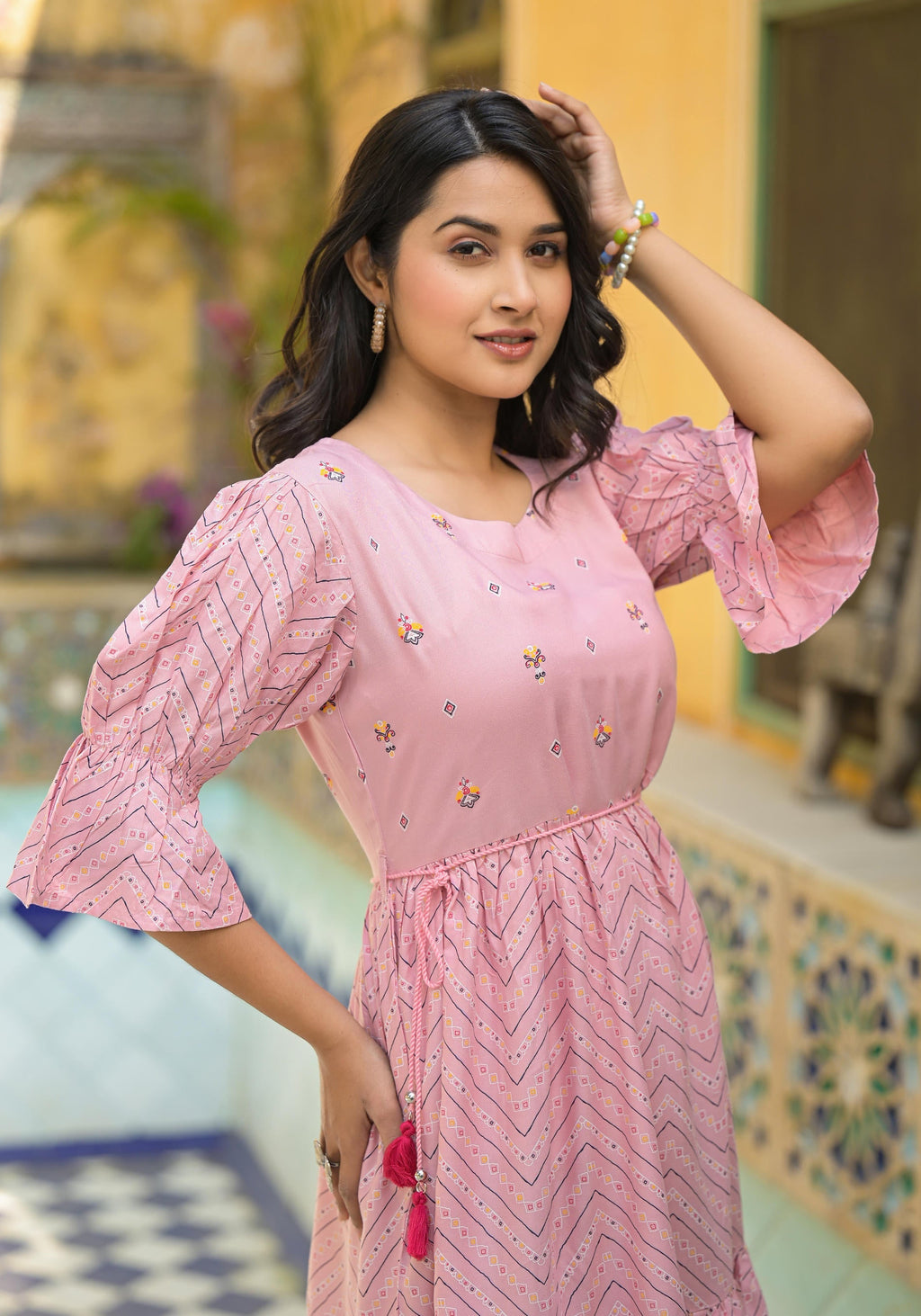 Juniper Blush Pink Bloom Fit & Flare Short Dress - Distacart