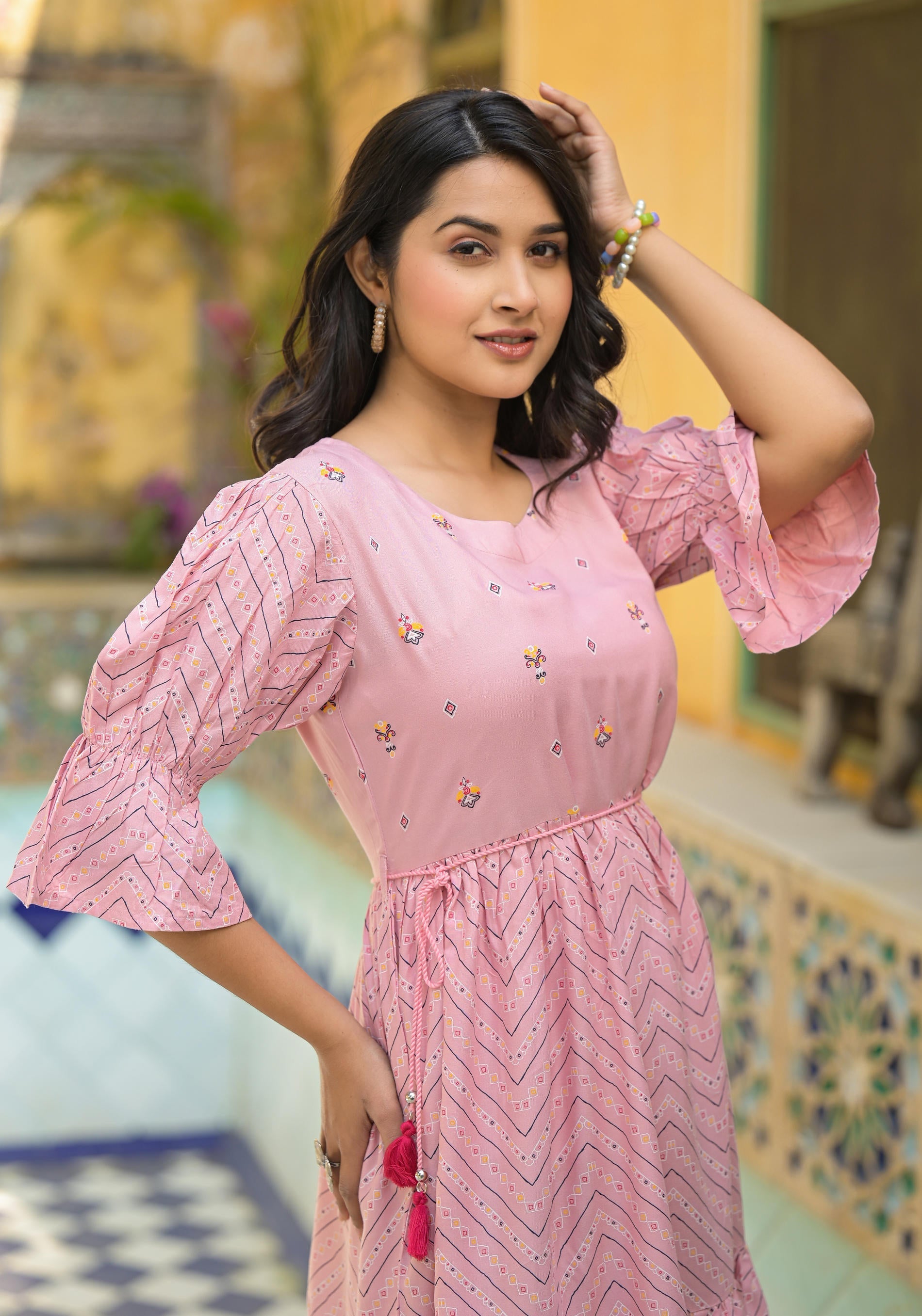 Juniper Blush Pink Bloom Fit & Flare Short Dress - Distacart