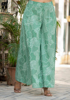 Juniper Green Ethnic Motif Printed Viscose Kurta Palazzo And Dupatta Set With Thread Work & Sequins