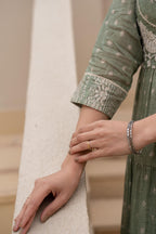 Juniper Sage Green Embroidered Flared Maxi Dress with Inner Slip and Button-Down Detailing - Distacart