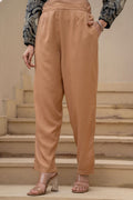 Juniper Beige Solid Viscose Pants