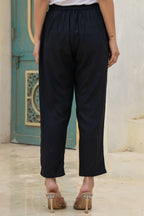 Juniper Black Solid Viscose Pants