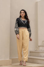 Juniper Gold Solid Viscose Pants - Distacart