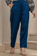 Juniper Navy Solid Viscose Pants