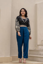 Juniper Navy Solid Viscose Pants