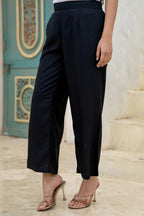 Juniper Black Solid Viscose Palazzo Pants