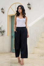 Juniper Black Solid Viscose Palazzo Pants