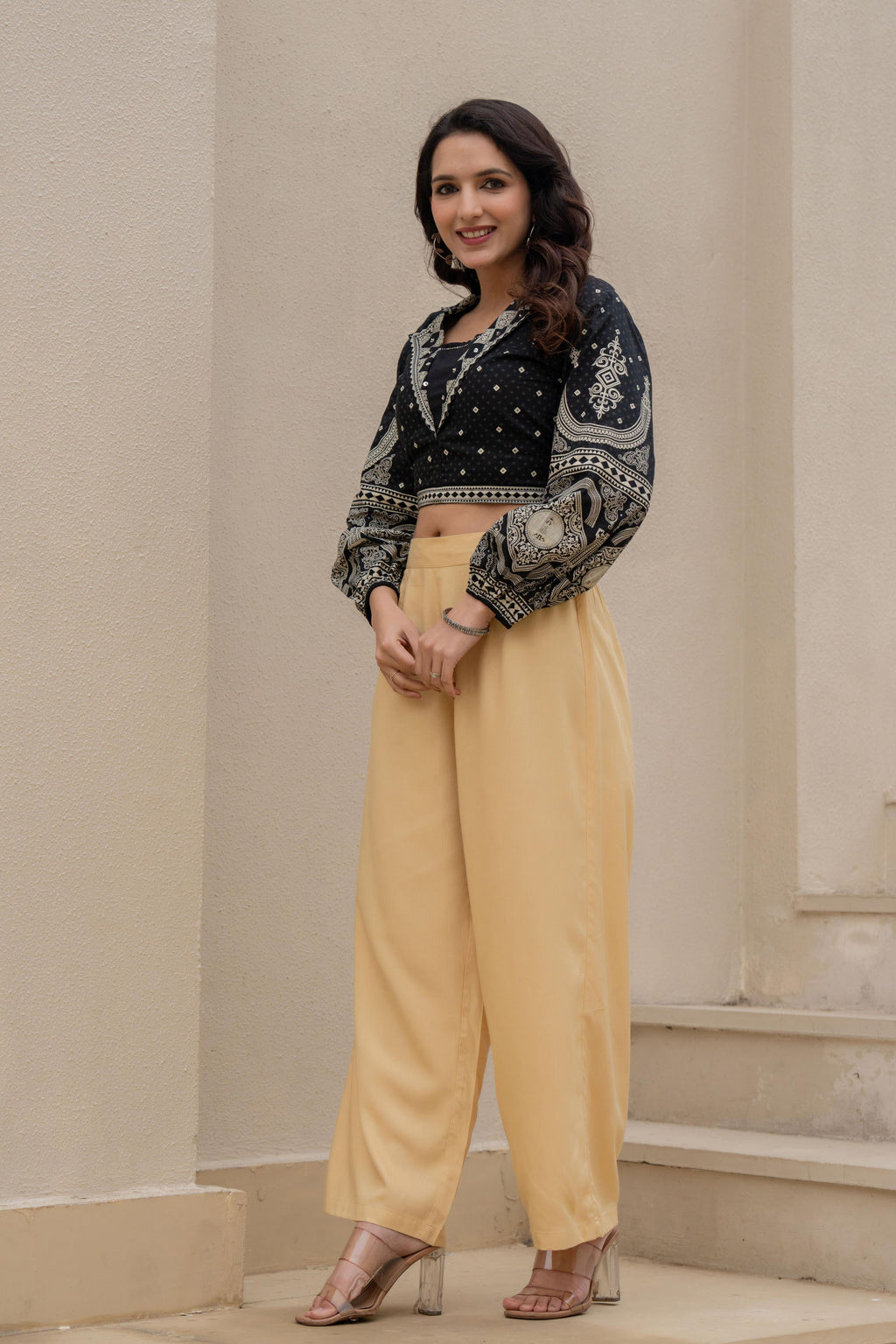 Juniper Gold Solid Viscose Palazzo Pants