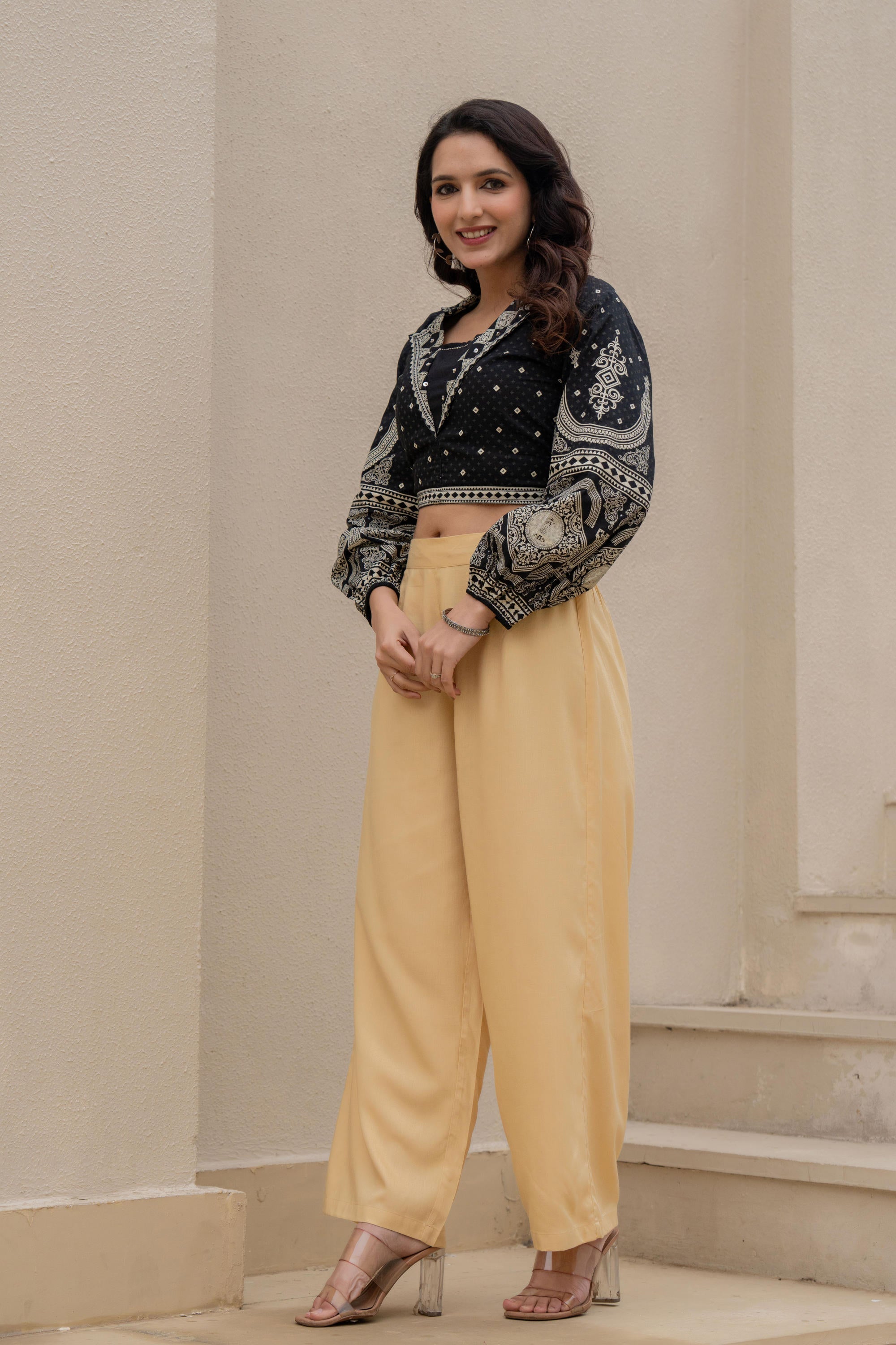 Juniper Gold Solid Viscose Palazzo Pants