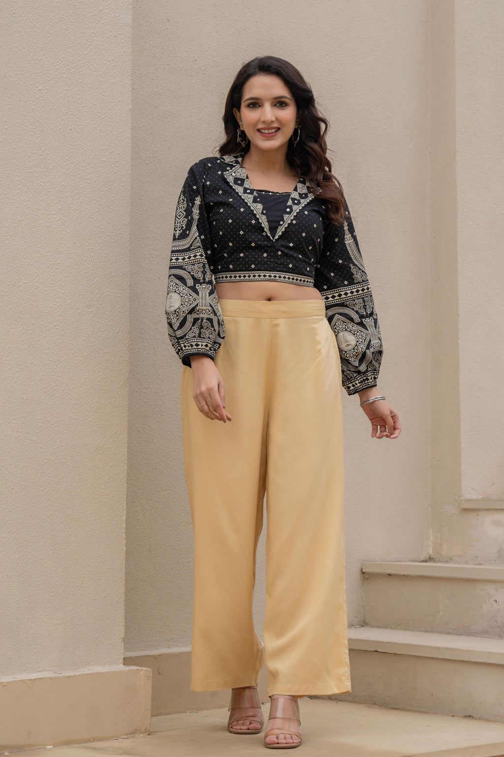 Juniper Gold Solid Viscose Palazzo Pants