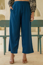 Juniper Navy Solid Viscose Palazzo Pants - Distacart