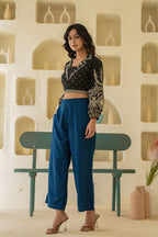 Juniper Navy Solid Viscose Palazzo Pants