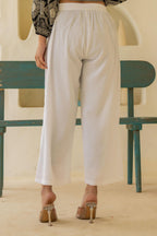 Juniper Solid White High Waist Wide Leg Palazzo Pants - Distacart