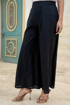 Juniper Black Solid Viscose Palazzo Pants