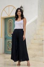 Juniper Black Solid Viscose Palazzo Pants