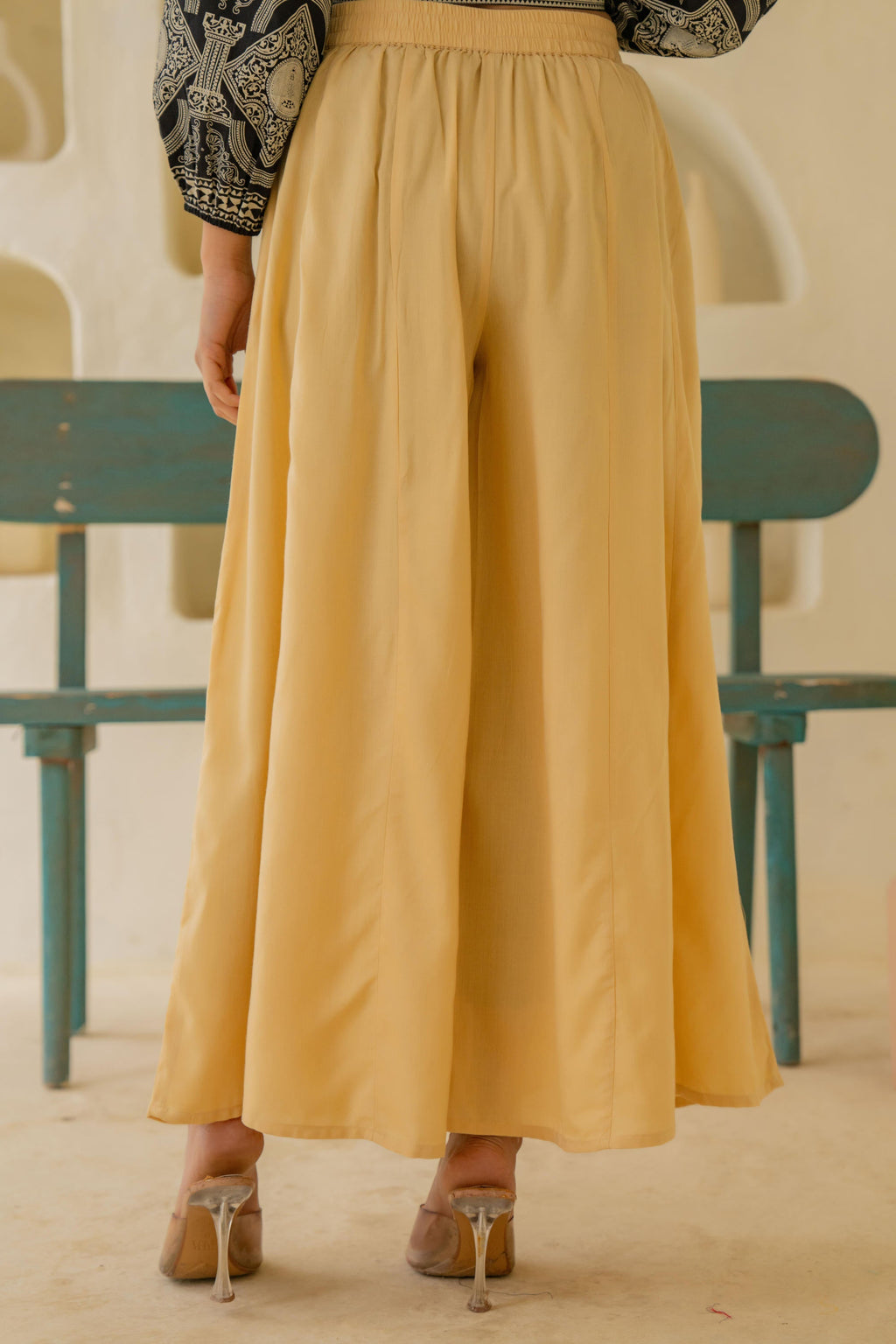 Juniper Gold Solid Viscose Palazzo Pants - Distacart
