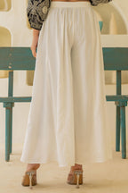 Juniper Off White Solid Viscose Palazzo Pants