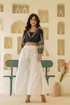 Juniper Off White Solid Viscose Palazzo Pants