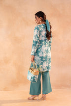 Juniper Teal Garden Bloom Kurta And Pant Set - Distacart