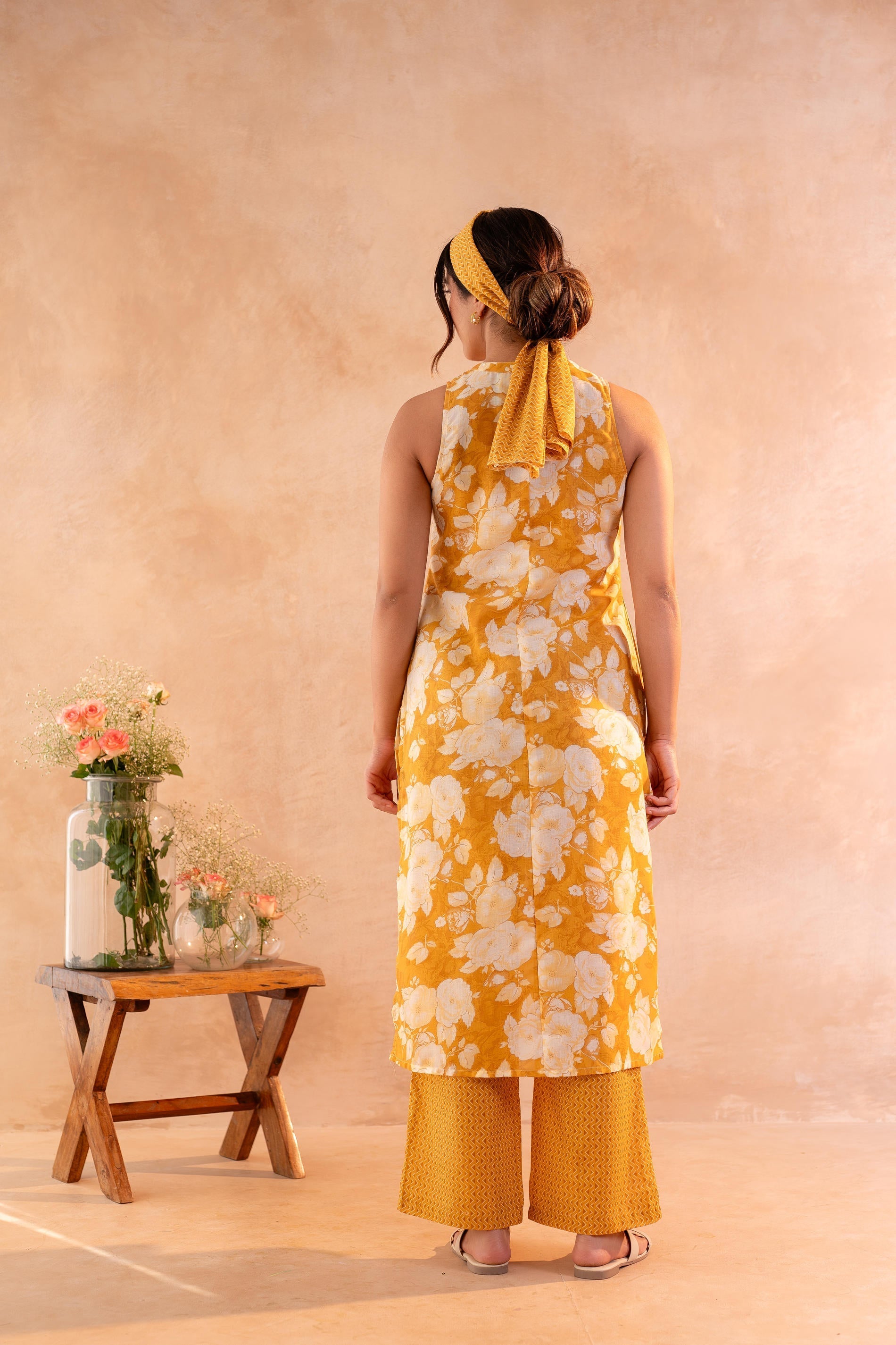 Juniper Sunlit Bloom Mustard Kurta And Pant Set - Distacart
