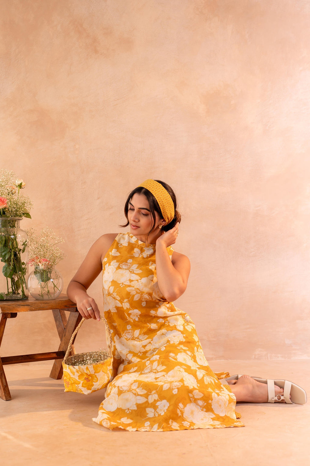 Juniper Sunlit Bloom Mustard Kurta And Pant Set - Distacart