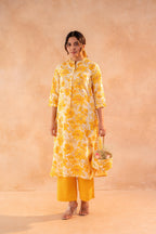 Juniper Golden Petal Daywear Kurta And Pant Set - Distacart
