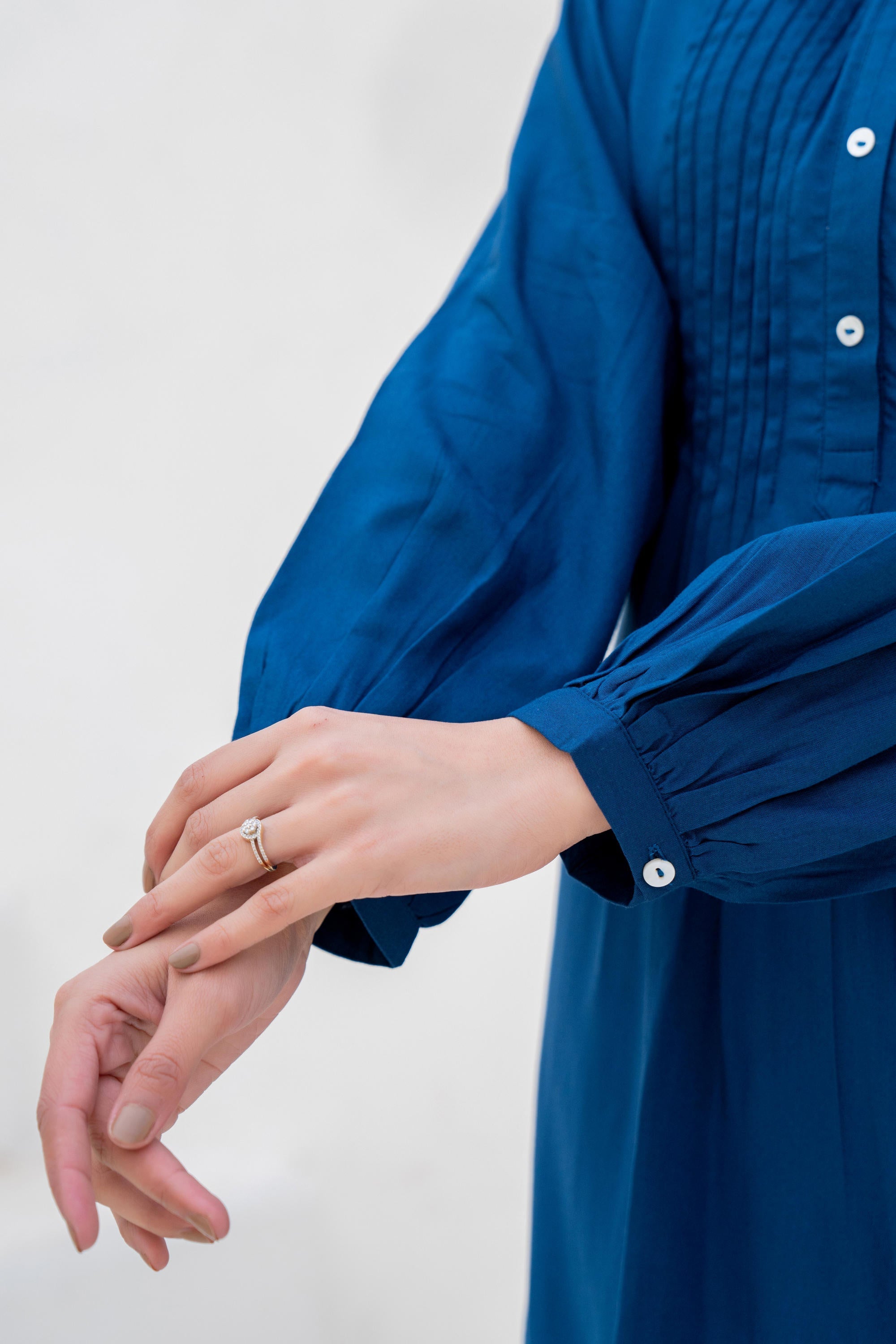 Juniper Navy Solid Viscose Tunic With Buttons & Lace