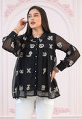 Juniper Black Embroidered And Sequin Tunic With Buttons - Distacart