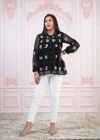 Juniper Black embroiderd and sequince tunic with buttons