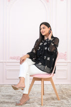Juniper Black embroiderd and sequince tunic with buttons