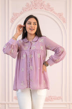 Juniper Lavender Embroidered Cotton Kurta with Pant - Distacart
