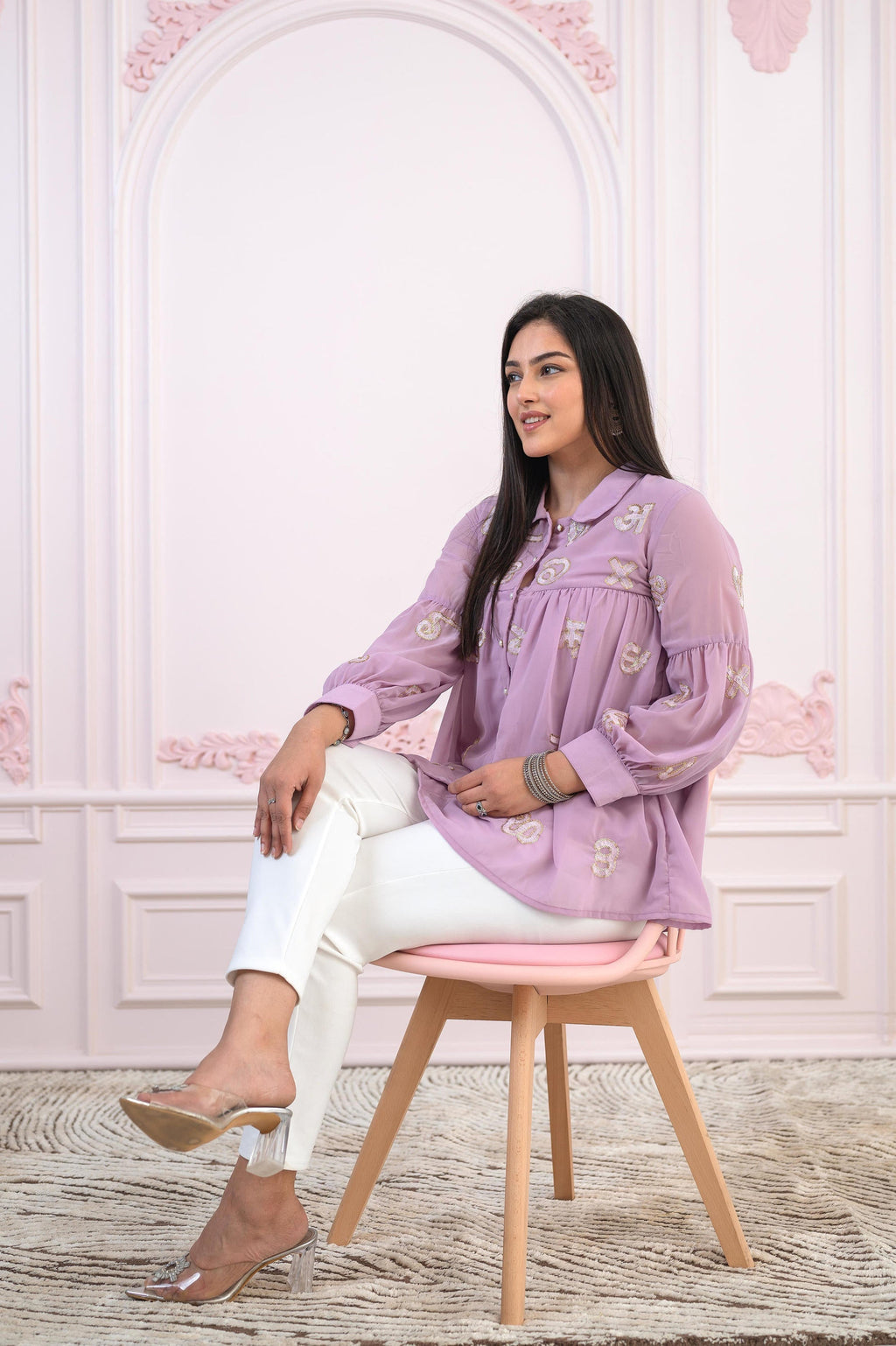 Juniper Lavender Embroidered Cotton Kurta with Pant - Distacart