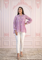 Juniper Lavender Embroidered Cotton Kurta with Pant - Distacart